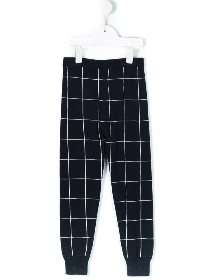 Arch & Line Grid Intarsia Knitted Trousers, Boy's, Size: 10 Yrs, Blue