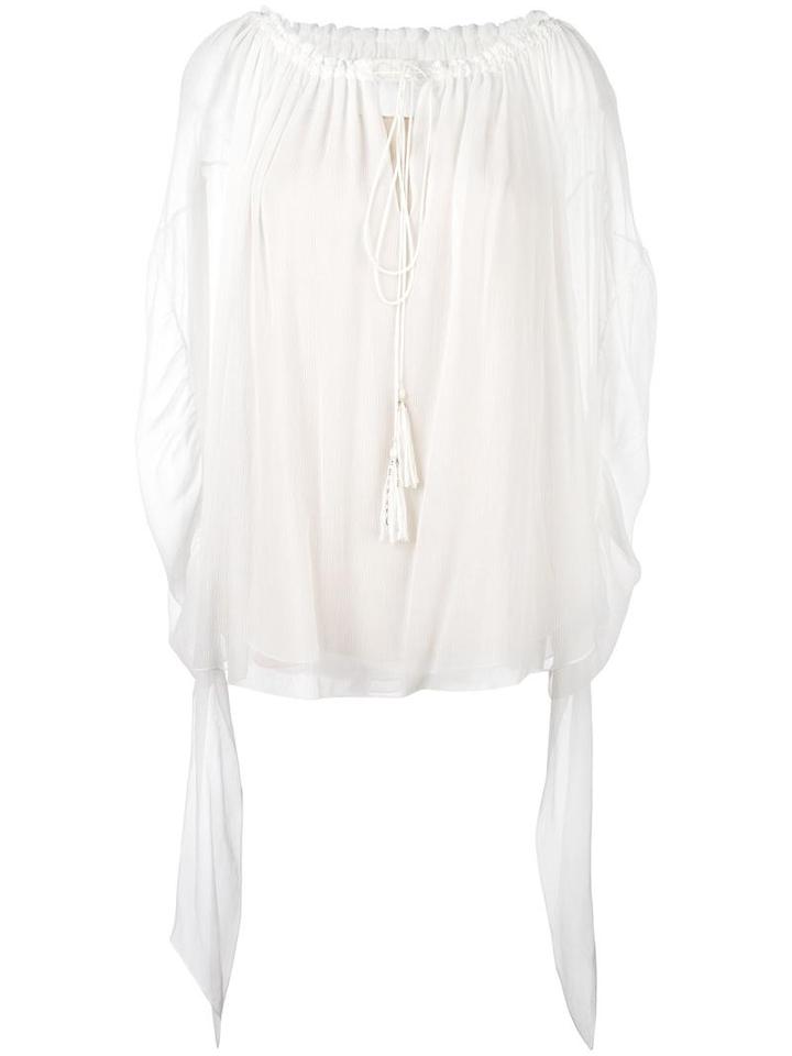 Chloé Split Front Blouse, Women's, Size: 36, White, Silk/polyester