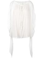 Chloé Split Front Blouse, Women's, Size: 36, White, Silk/polyester