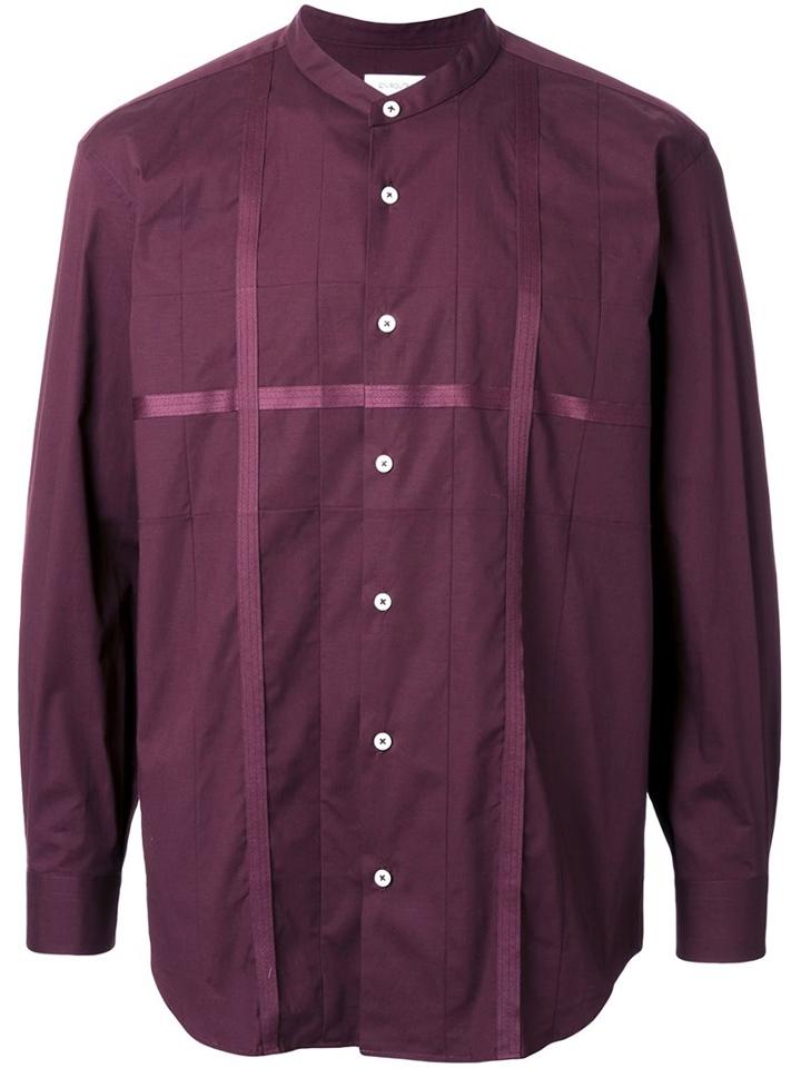 En Route Band Collar Shirt, Men's, Size: 3, Red, Cotton/polyurethane