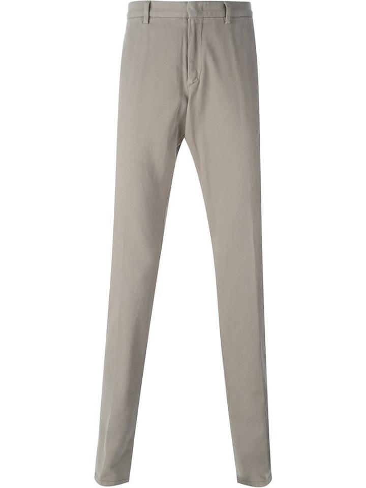 Z Zegna Concealed Button Chino Trousers, Men's, Size: 52, Nude/neutrals, Cotton/spandex/elastane