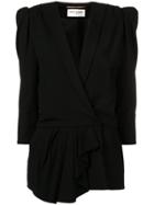 Saint Laurent Short Draped Playsuit - Black