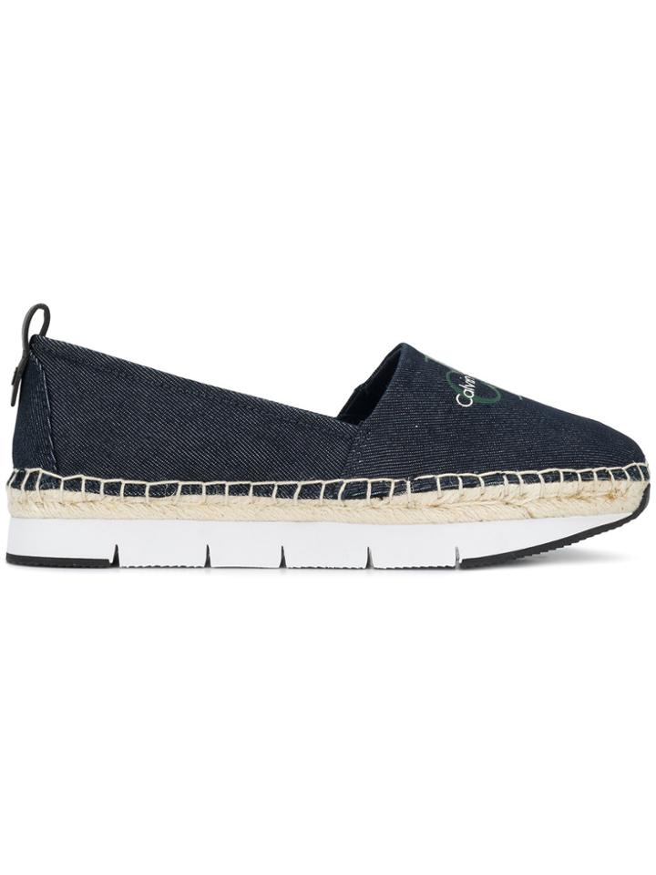 Calvin Klein Jeans Logo Print Flatform Espadrilles - Blue