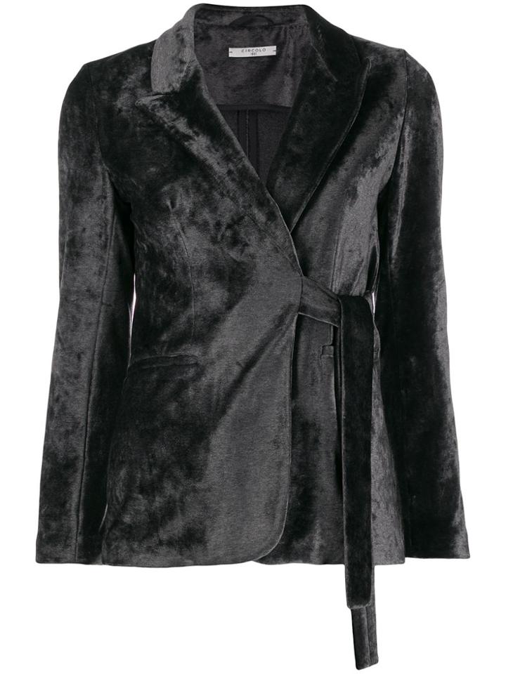 Circolo 1901 Tie Waist Velvet Blazer - Grey