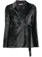 Circolo 1901 Tie Waist Velvet Blazer - Grey
