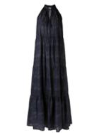 Amir Slama Panelled Long Dress, Women's, Size: G, Blue, Cotton