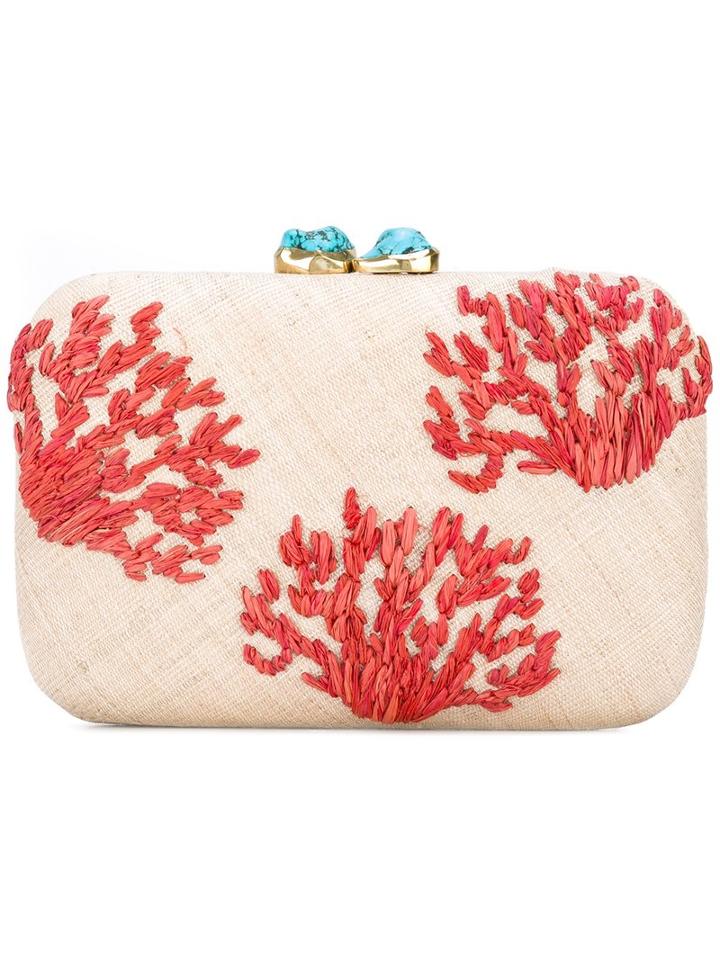 Aranaz Coralos Clutch, Women's, Nude/neutrals, Straw