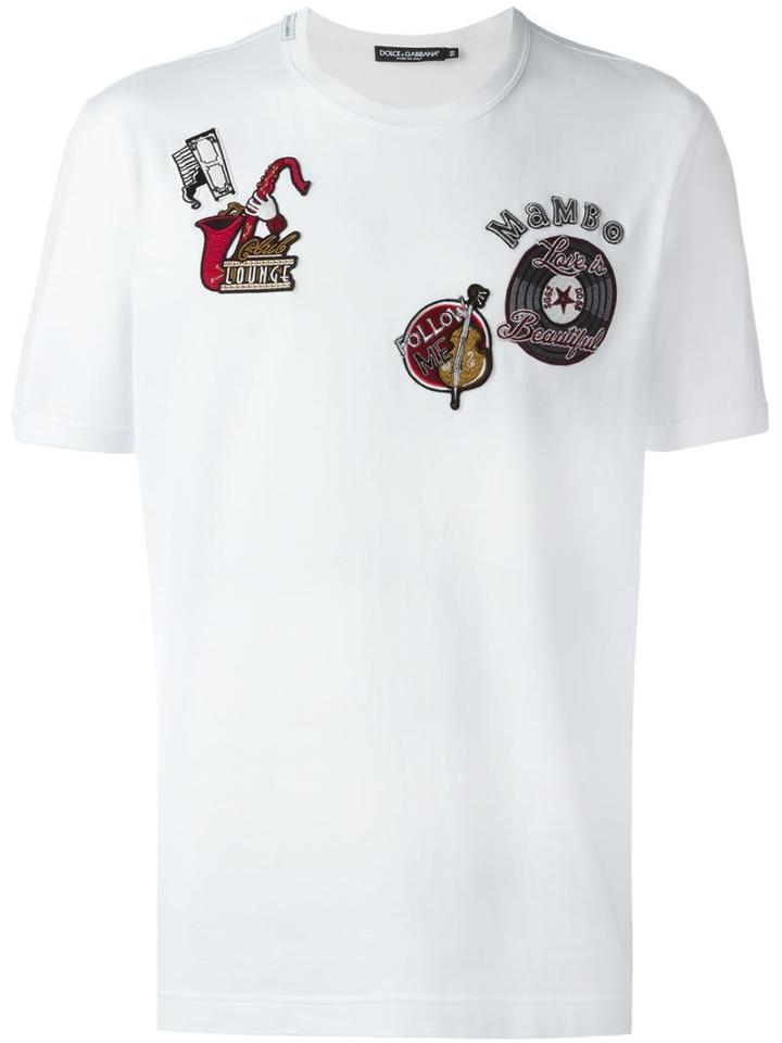Dolce & Gabbana Musical Patch T-shirt, Men's, Size: 48, Cotton/viscose/polyester/polyamide