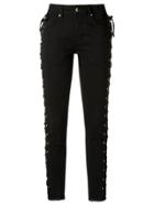 Amapô Side Lace Up Skinny Jeans - Black