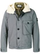 Stone Island Shearling Layered Military Jacket - Grey