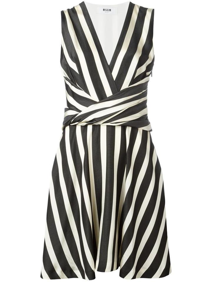 Msgm Striped Flared Dress, Women's, Size: 40, Black, Cotton/viscose/polyester