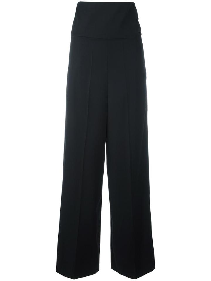 Ports 1961 High Waisted Palazzo Pants, Women's, Size: 40, Black, Virgin Wool/viscose