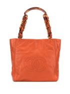 Chanel Pre-owned Tortoiseshell Detailing Cc Stitched Tote - Orange
