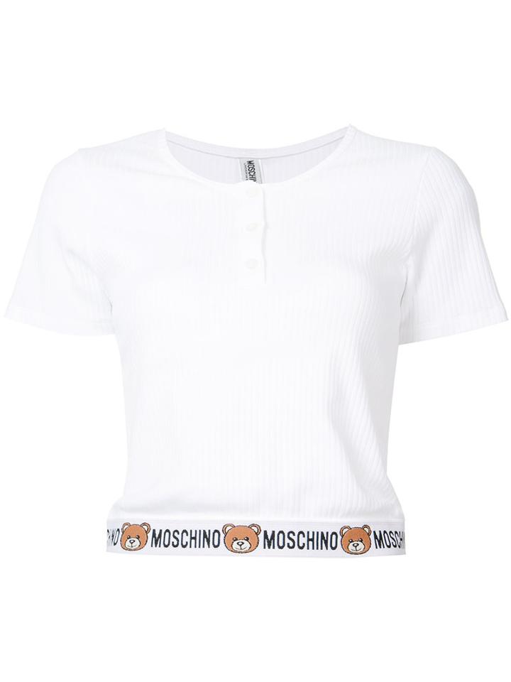 Moschino - Ribbed Toy Bear Grandad Top - Women - Cotton - Xs, White, Cotton