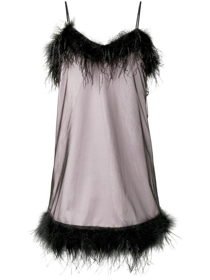 Mcq Alexander Mcqueen Feather Trim Slip Dress - Neutrals