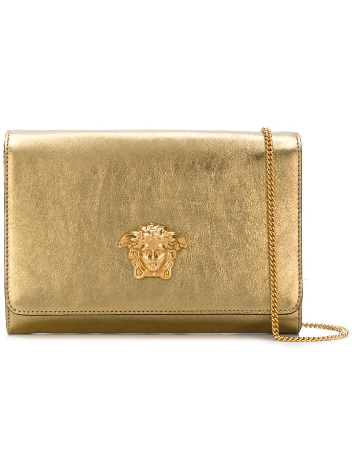 Versace Medusa Foldover Shoulder Bag - Metallic