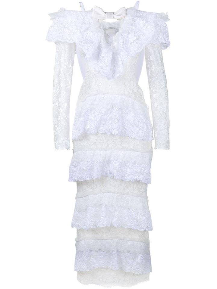 Alessandra Rich Heart Ruffle Lace Dress