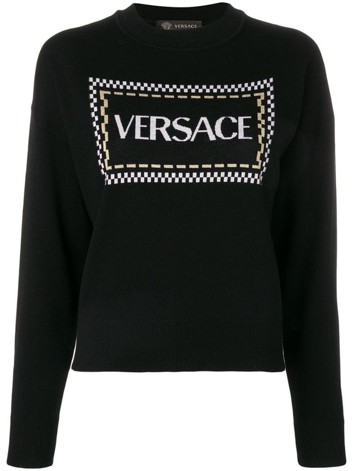 Versace Logo Intarsia Jumper - Black