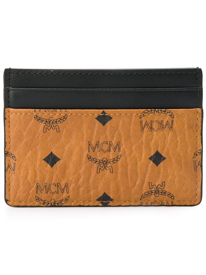 Mcm Logo Print Cardholder - Brown