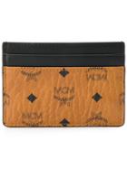 Mcm Logo Print Cardholder - Brown