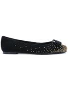 Salvatore Ferragamo Studded Vara Bow Ballerina Shoes - Black