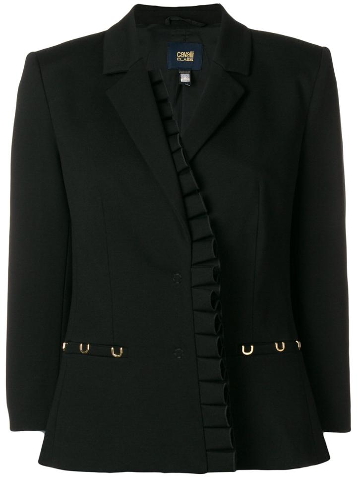 Cavalli Class Ruffle Trim Blazer - Black