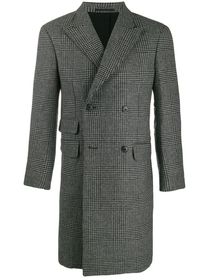 Z Zegna Houndstooth Double-breasted Coat - Black