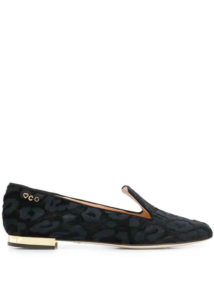 Charlotte Olympia Leopard-jacquard Flats - Black