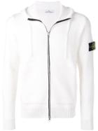 Stone Island Zipped Hooded Sweater - White