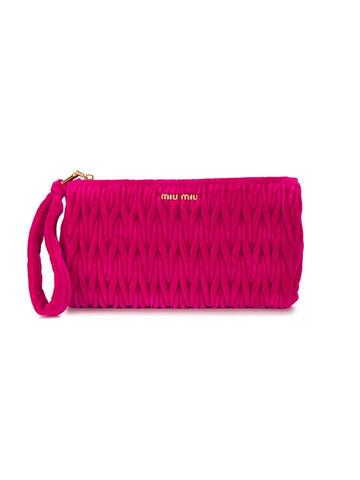 Miu Miu Matelassé Velvet Clutch - Pink & Purple
