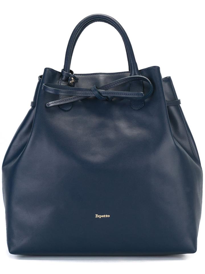 Repetto Drawstring Tote, Women's, Blue, Leather