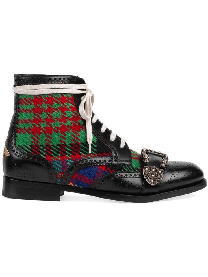 Gucci Tartan Queercore Brogue Boot - Black