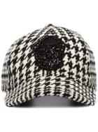 Alexander Mcqueen Embellished Skull Houndstooth Cap - Black