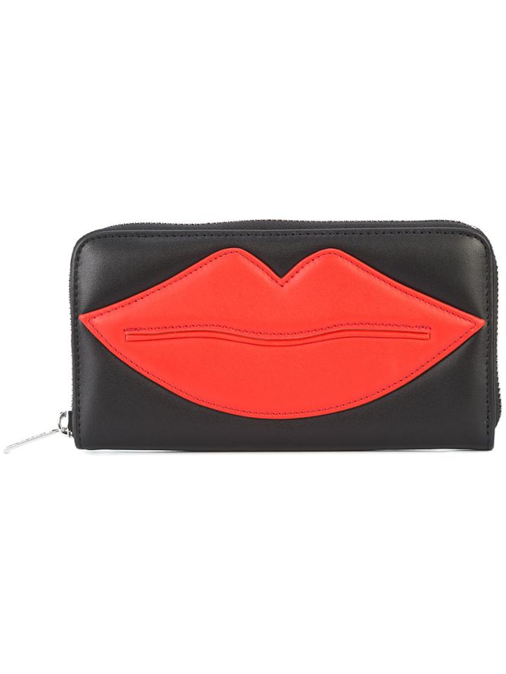 Yazbukey Lips Appliqué Wallet - Black
