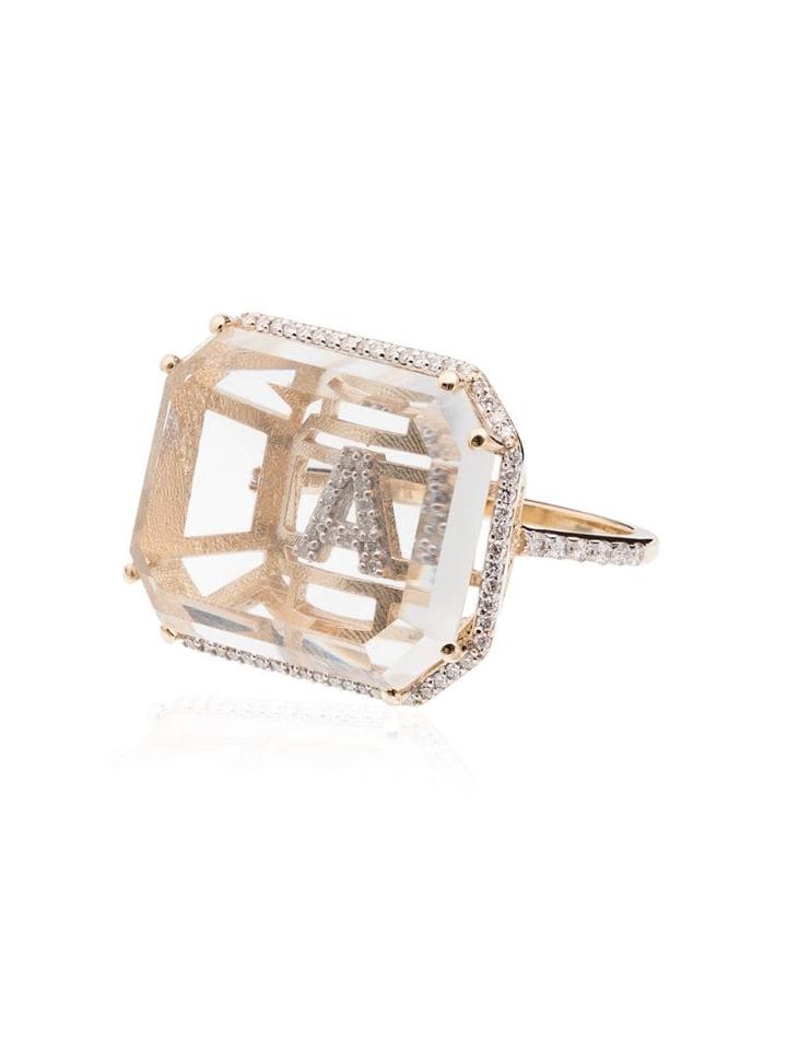 Mateo 18kt Yellow Gold Diamond-frame Initial Ring