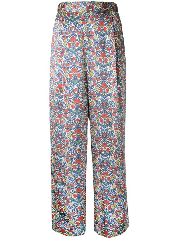 H Beauty & Youth Floral Print Straight Trousers, Women's, Size: Medium, Silk