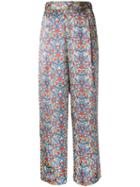 H Beauty & Youth Floral Print Straight Trousers, Women's, Size: Medium, Silk