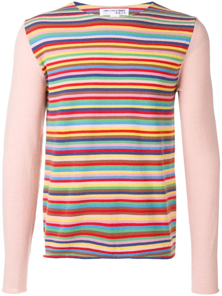 Comme Des Garçons Shirt Boys Striped Jumper - Pink & Purple