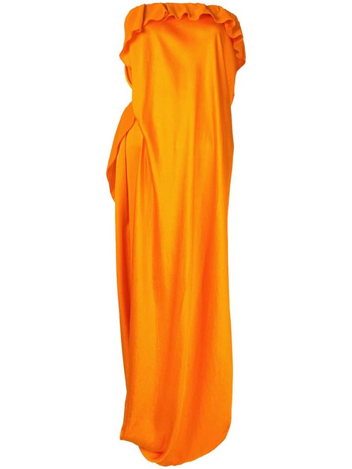 Poiret Draped Strapless Dress - Orange