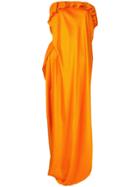 Poiret Draped Strapless Dress - Orange