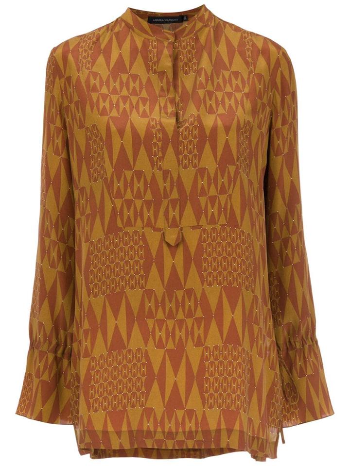 Andrea Marques Printed Silk Blouse - Orange