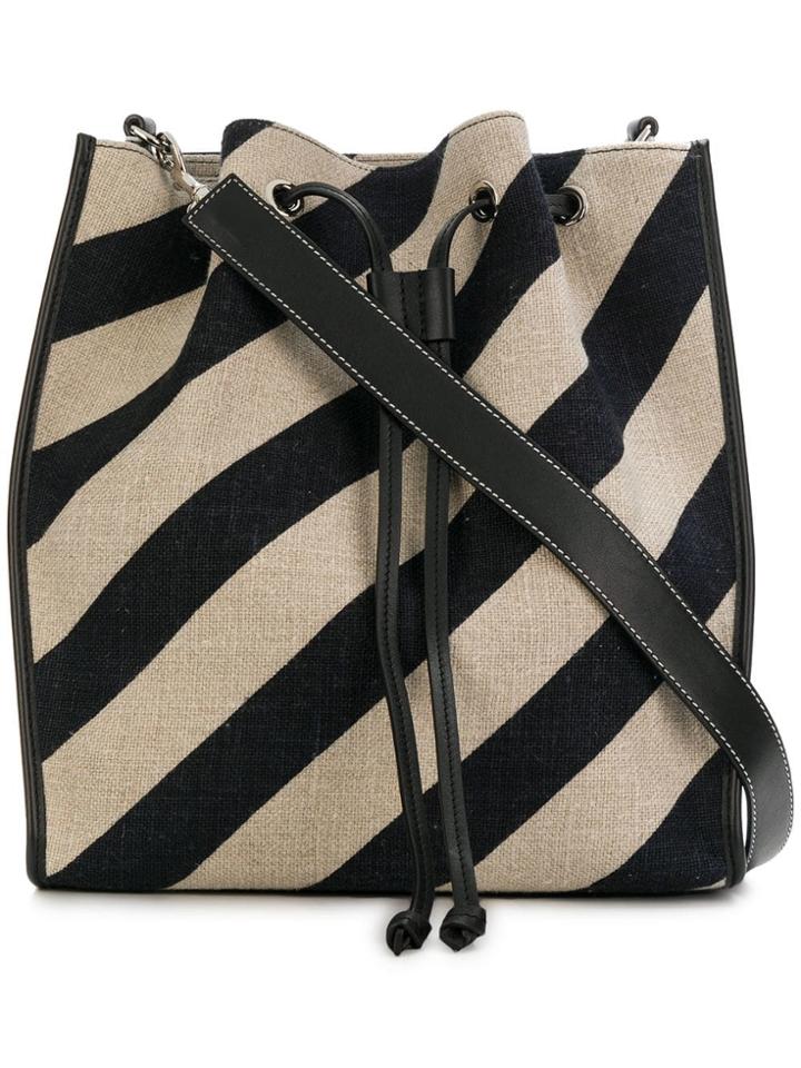 Jw Anderson Striped Drawstring Bucket Bag - Black