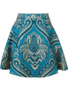 Alice+olivia Floral Pattern A-line Skirt, Women's, Size: 8, Blue, Viscose/polyester