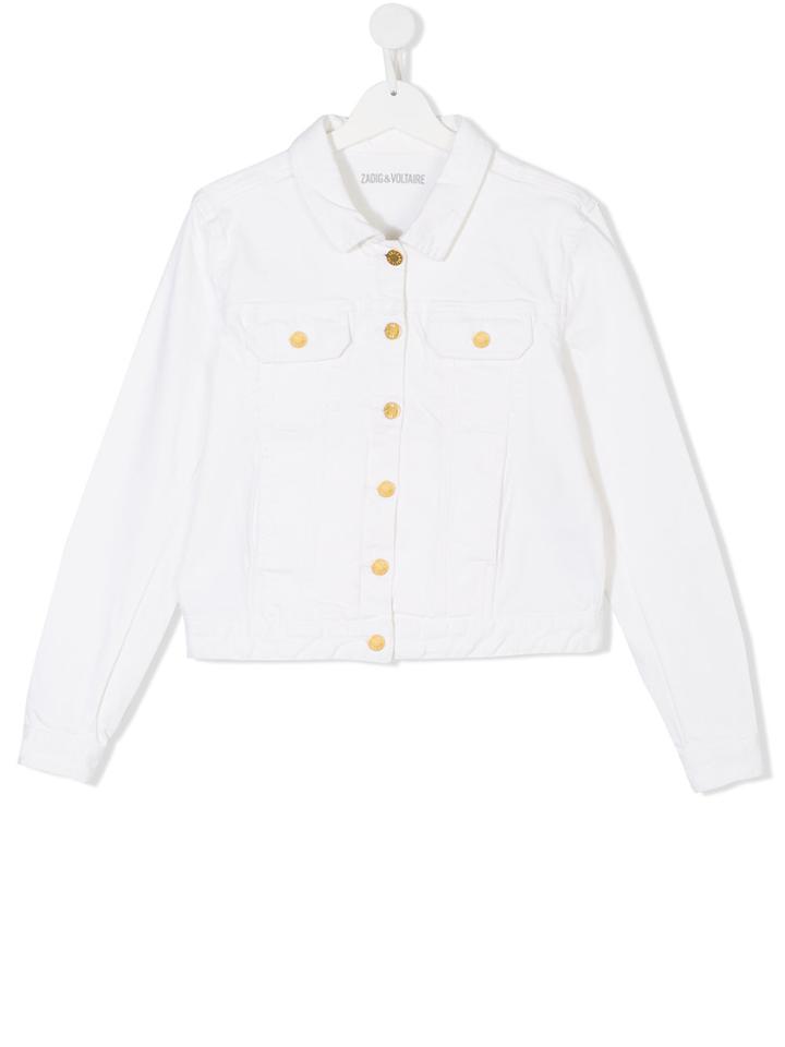 Zadig & Voltaire Kids Cutaway Collar Jacket - White