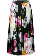 Off-white Floral Pleated Skirt - Black