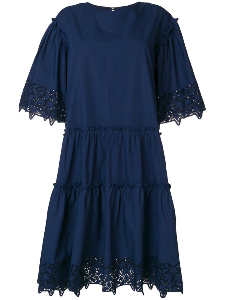 P.a.r.o.s.h. Star Embossed Tiered Dress - Blue