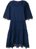 P.a.r.o.s.h. Star Embossed Tiered Dress - Blue