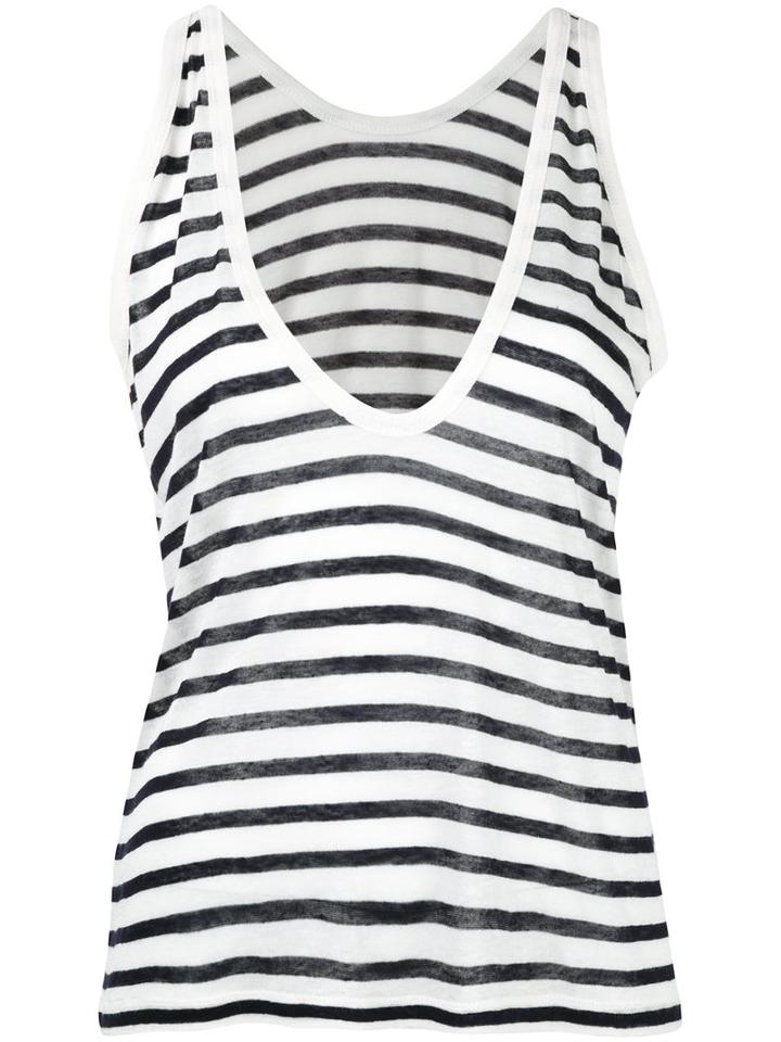 T By Alexander Wang Striped Tank Top, Women's, Size: Medium, Black, Rayon/linen/flax