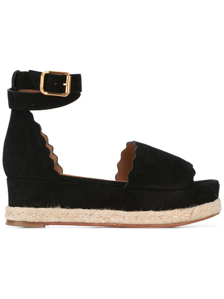 Chloé Lauren Espadrille Wedges - Black