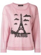 Twin-set Eiffel Tower Embroidered Sweater - Pink & Purple
